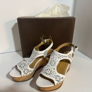 Franco Sarto White Wedge Sandals with Cutout Design